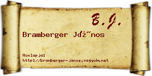 Bramberger János névjegykártya